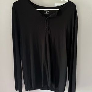 Long sleeve henley shirt.